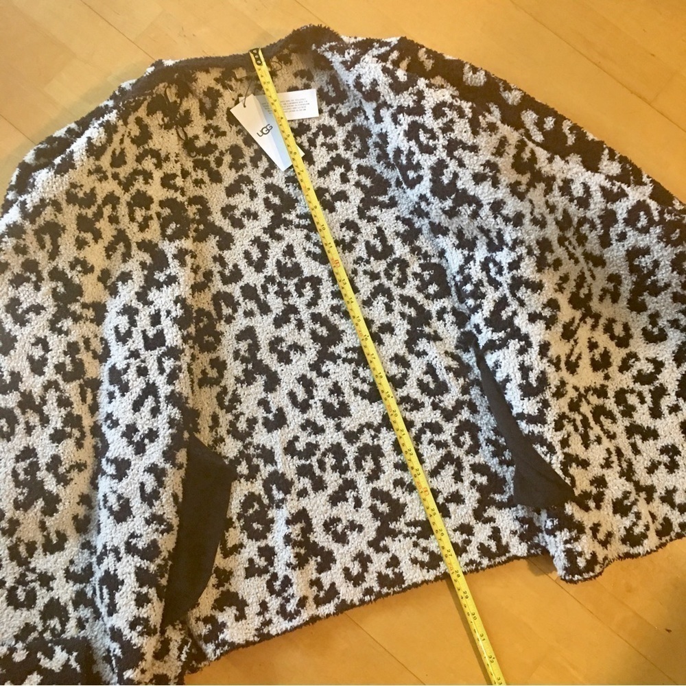 UGG Phoebe Leopard Knit Wrap Cardigan, Black + White, Size S - Picture 14 of 17
